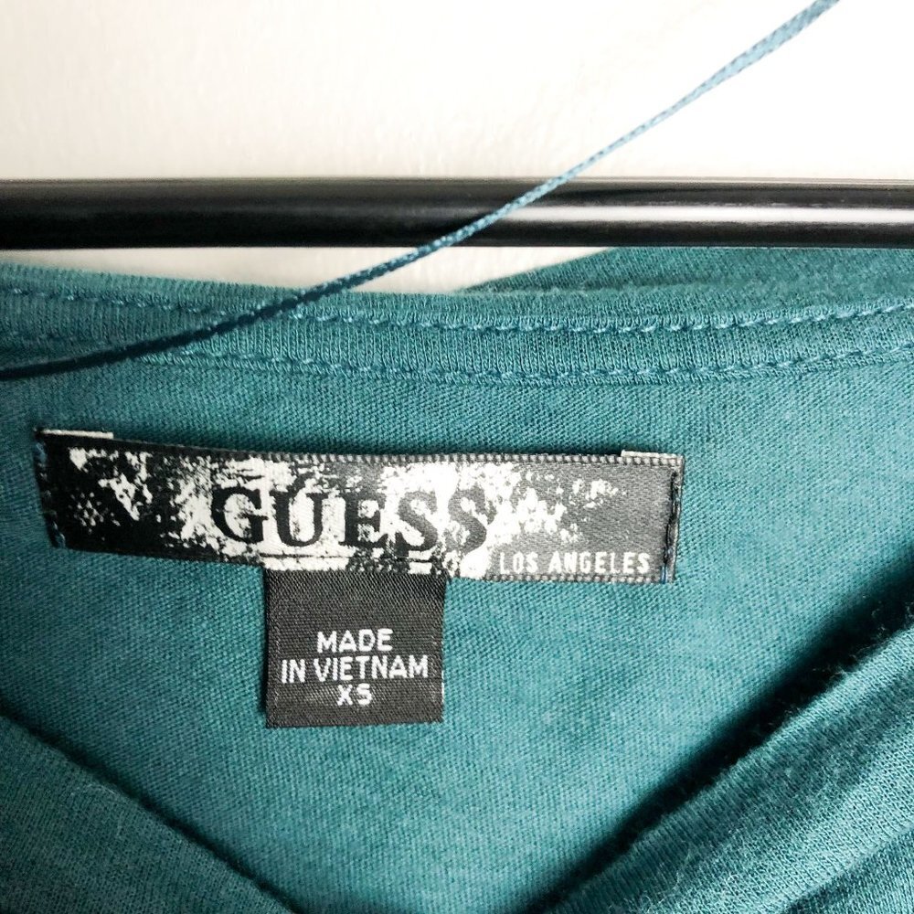 Guess Rhinestone Fringe Sleeve Cropped Baby Tee Team XS - Picture 6 of 7